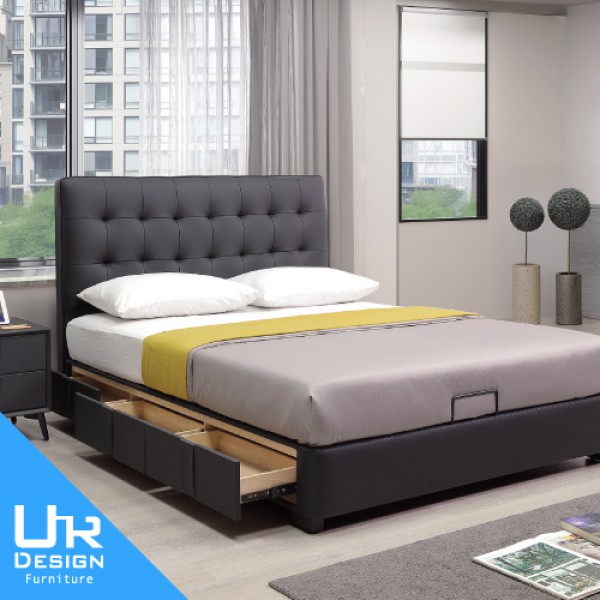 華格夫5尺半牛皮三抽床台(面左抽) (26I20/A12-06)